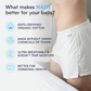 Close-up of man wearing white NADS boxers. Overlay text highlights benefits: GOTS certified organic cotton, free from harsh chemicals, ultra-breathable, and better for hormonal health