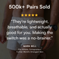 Man wearing white boxers with overlay text: ‘500k+ pairs sold, five-star review, lightweight and breathable underwear — testimonial by Mark Bell, pro athlete