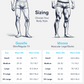 Sizing chart for men's underwear with illustrations of body types and corresponding waist measurements.
