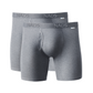Two pairs of gray men's boxer briefs with 'NADS' branding on a white background.