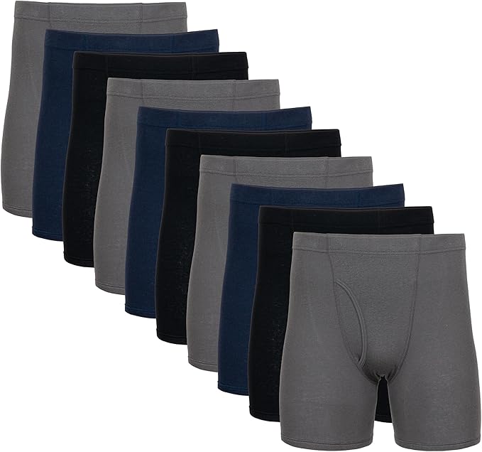 Pack of 5 & 10 Men's Underwear Covered Waistband Boxer Briefs, Multipack